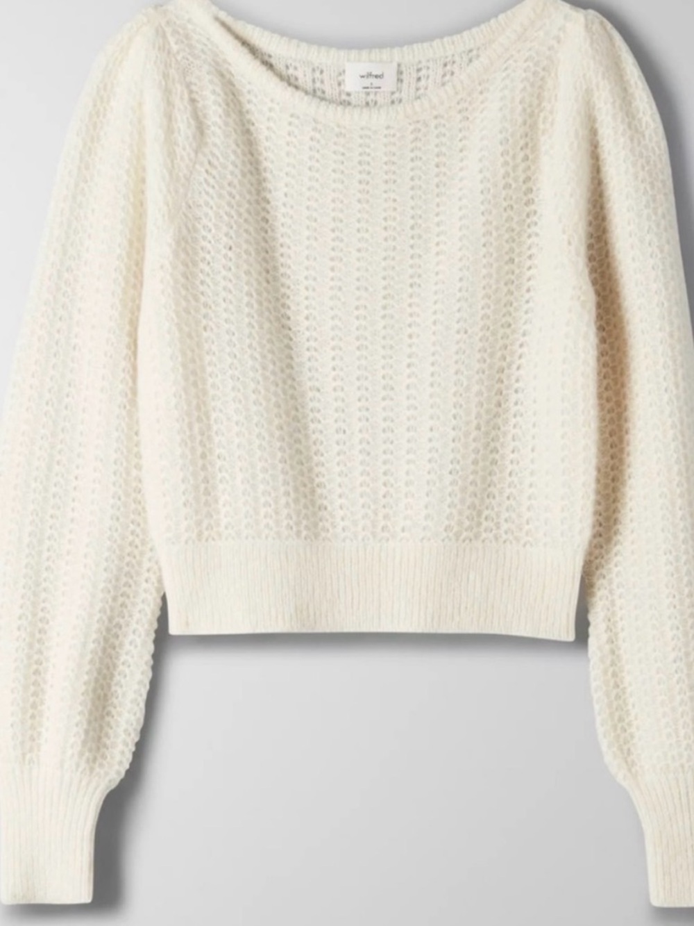 Artizia Wilfred Katarina Cream Open-Knit Puff-Sleeve Sweater - M